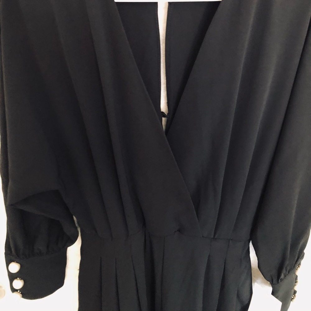 NWT ZARA BLACK CROSSOVER JUMPSUIT WITH FAUX PEARLS - Picture 11 of 15